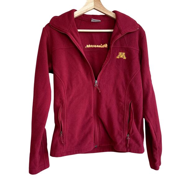 Columbia Sweaters - Columbia University of Minnesota red fleece full zip sweater women's size M